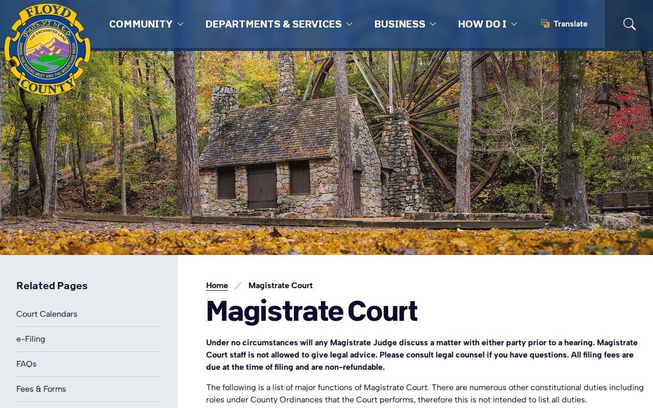 Floyd County Magistrate Court bond and warrant information