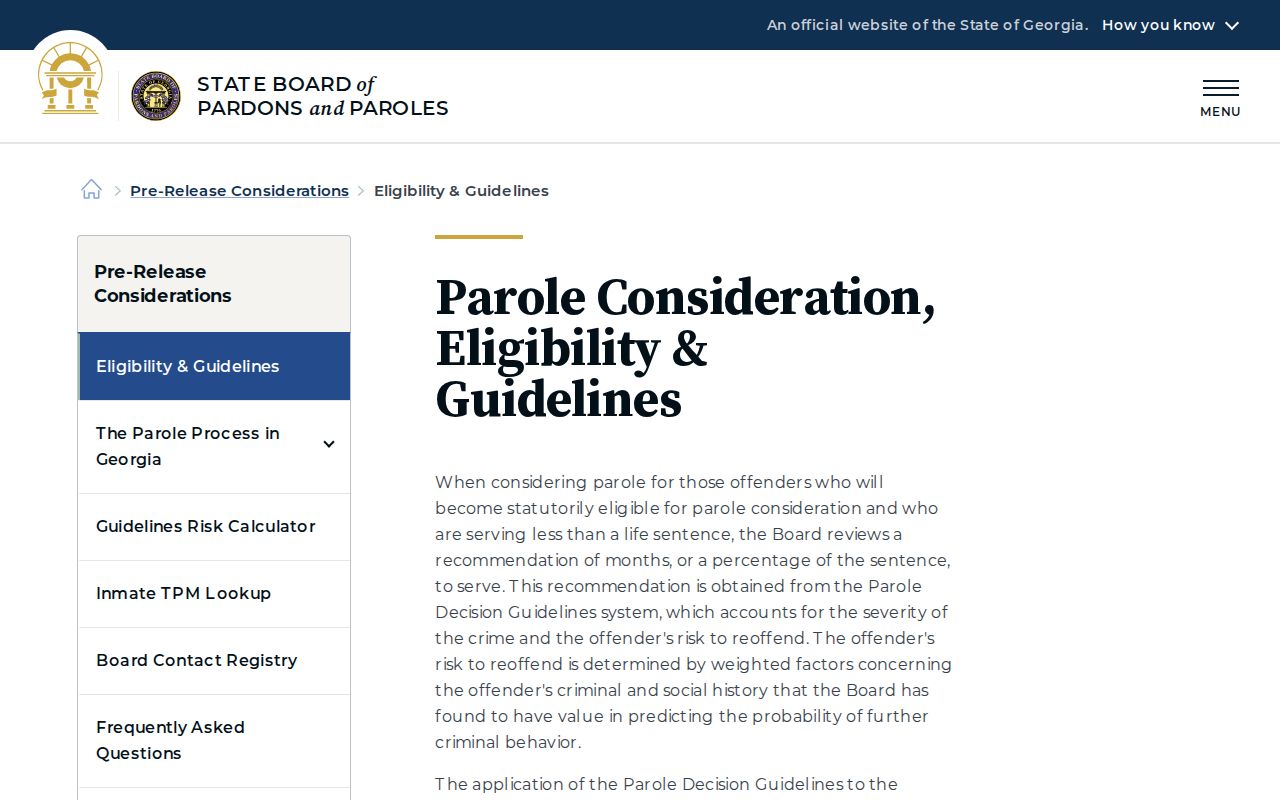 Floyd County parole and probation eligibility guidelines