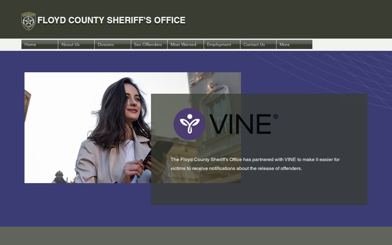 Floyd County Sheriff VINE release-notification page